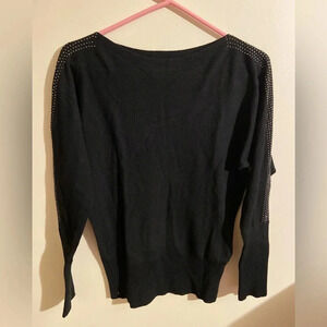 Vila Milano Wool Blend Embellished Rhinestone Sleeve Black Sweater Sz Large